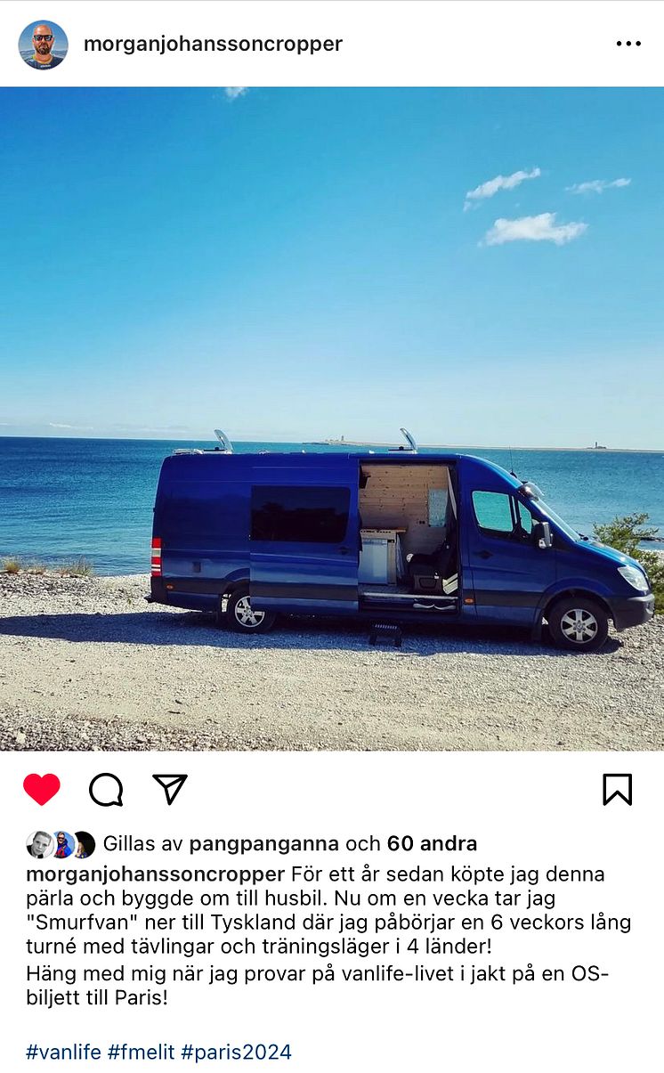 Bild från Morgan Johansson Croppers instagramkonto