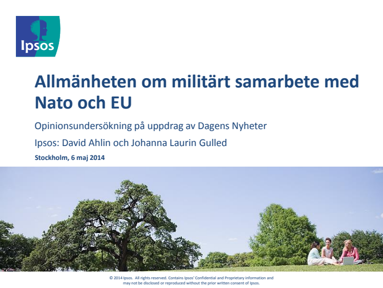DN/Ipsos: Allmänheten om militärt samarbete med Nato och EU, maj 2014