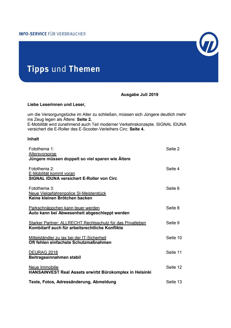 Tipps und Themen 7-2019