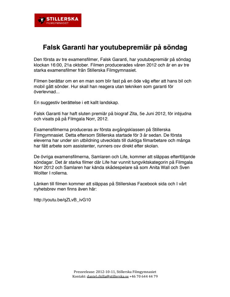 Falsk Garanti har youtubepremiär på söndag