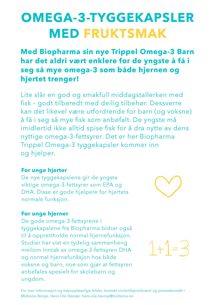 NYHET: Omega-3 med fruktsmak for barn