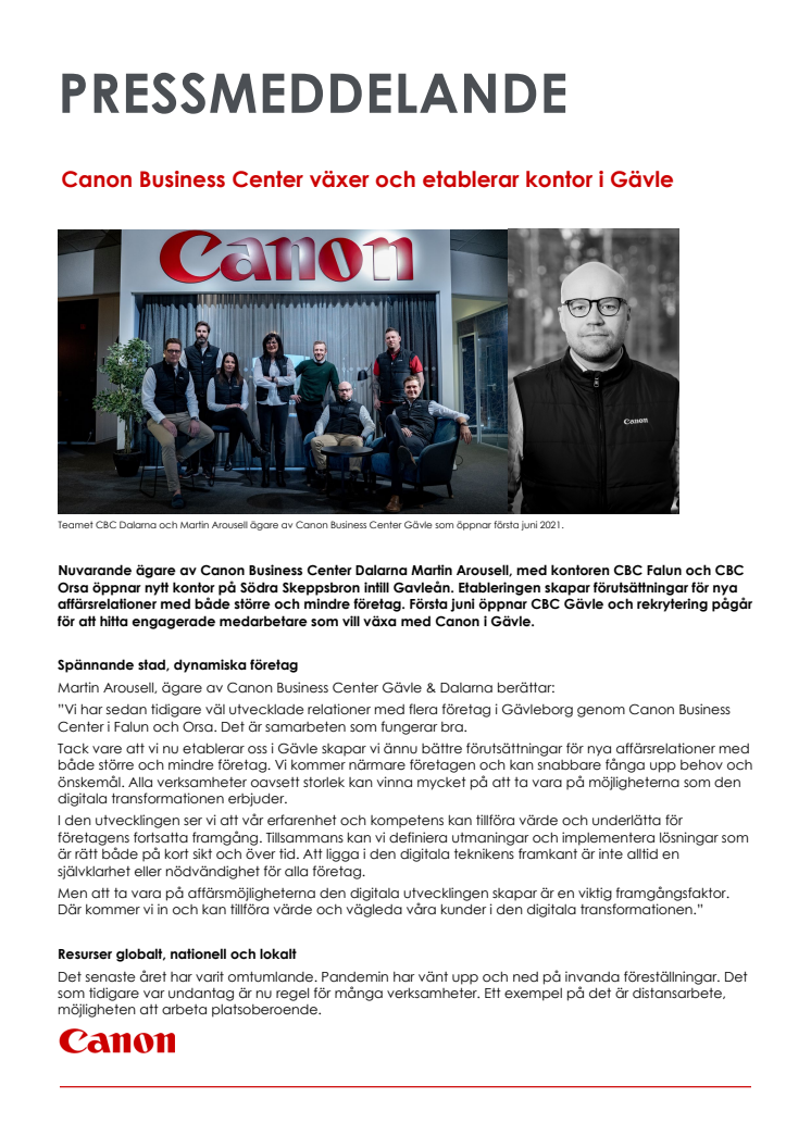Pressmeddelande_Canon_Canon Busniness Center etablerar i Gävle 210525.pdf