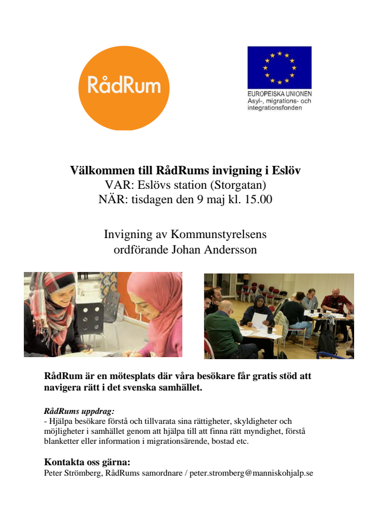 RådRum - rådgivning till nyanlända i Eslöv