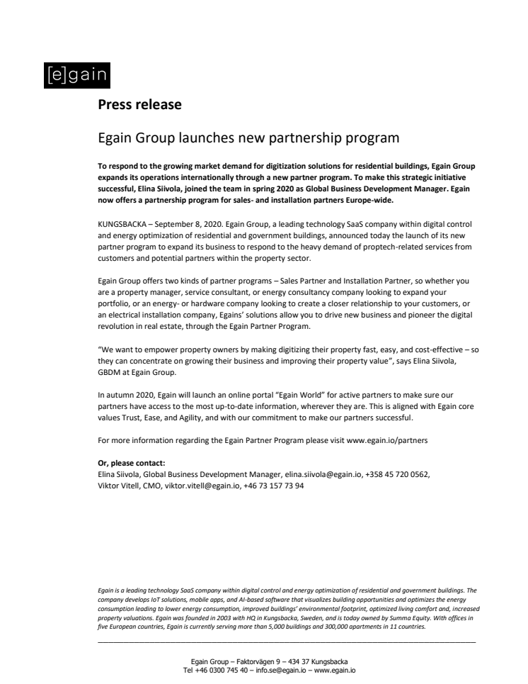 Egain Group launches new partnership program