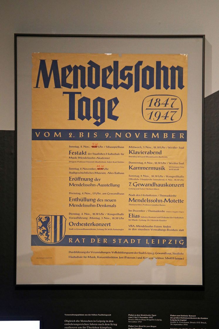 Plakat für die "Mendelssohn Tage" vom 2. bis 9. November 1947