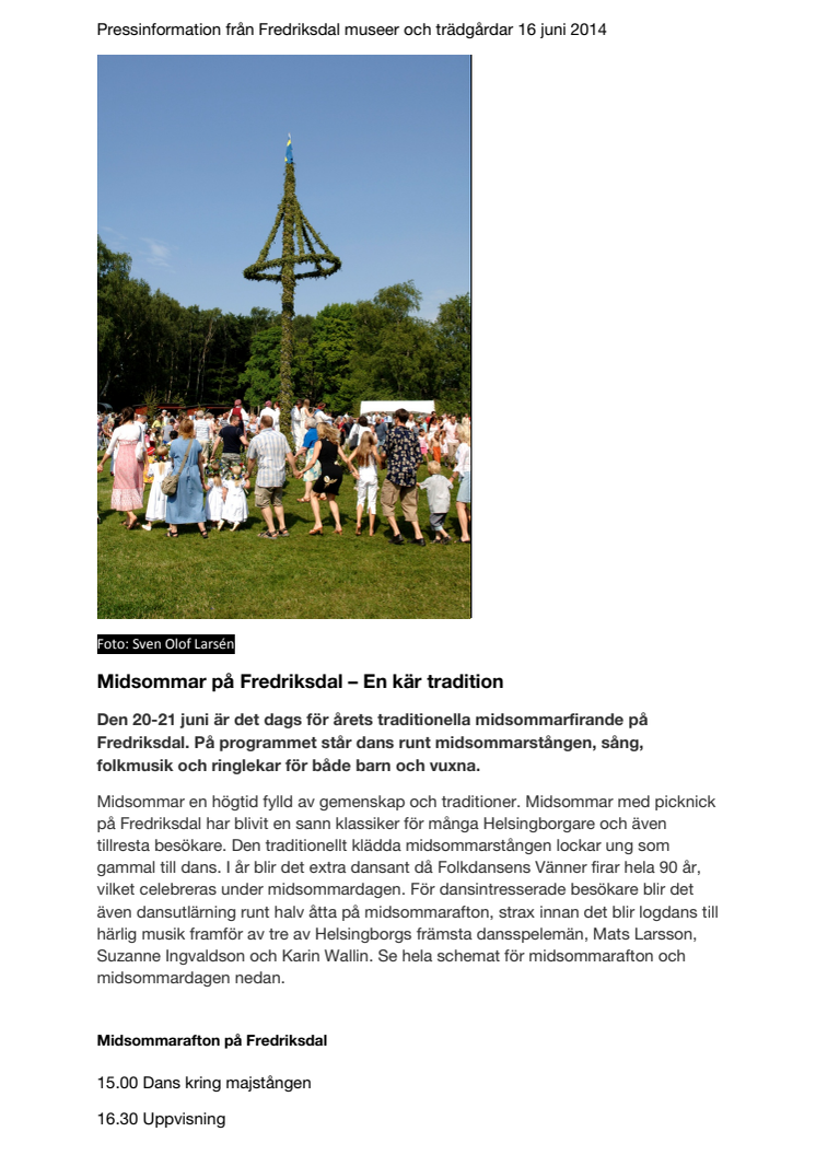 Midsommar på Fredriksdal – En kär tradition