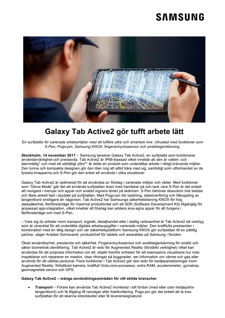   Galaxy Tab Active2 gör tufft arbete lätt