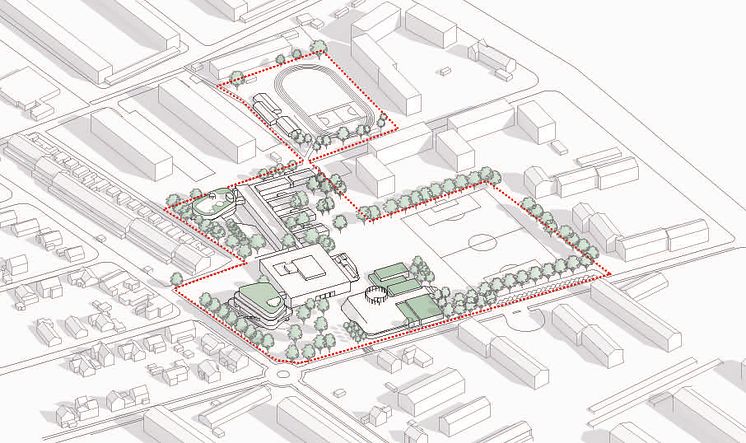 Plan for området med træer