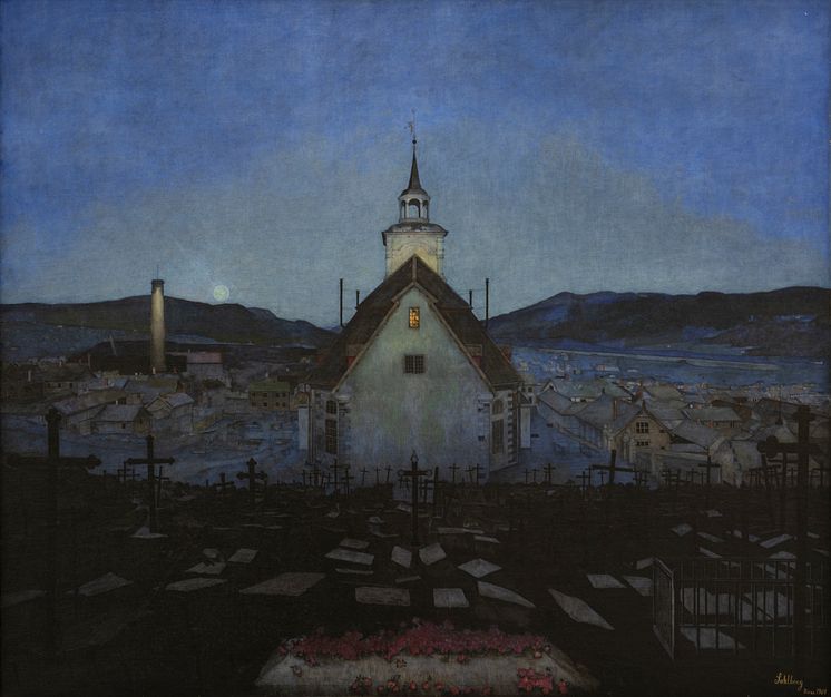 Harald Sohlberg, Natt (Røros kirke), TKM. Foto: Trondheim kunstmuseum