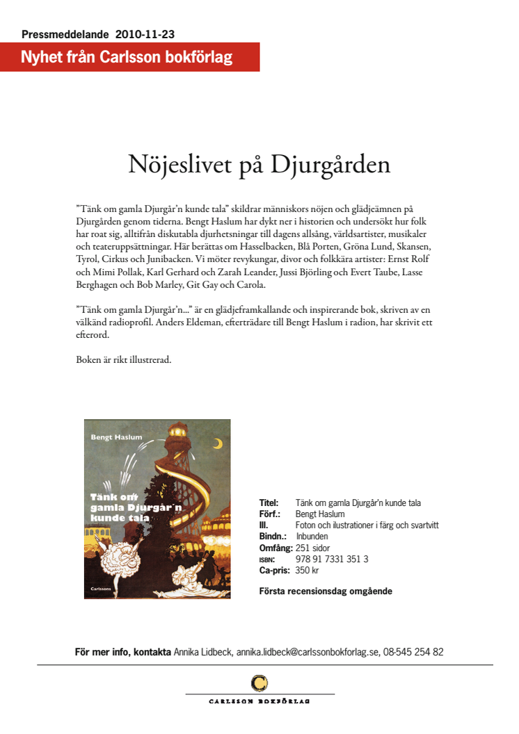 Ny bok om nöjeslivet på Djurgården
