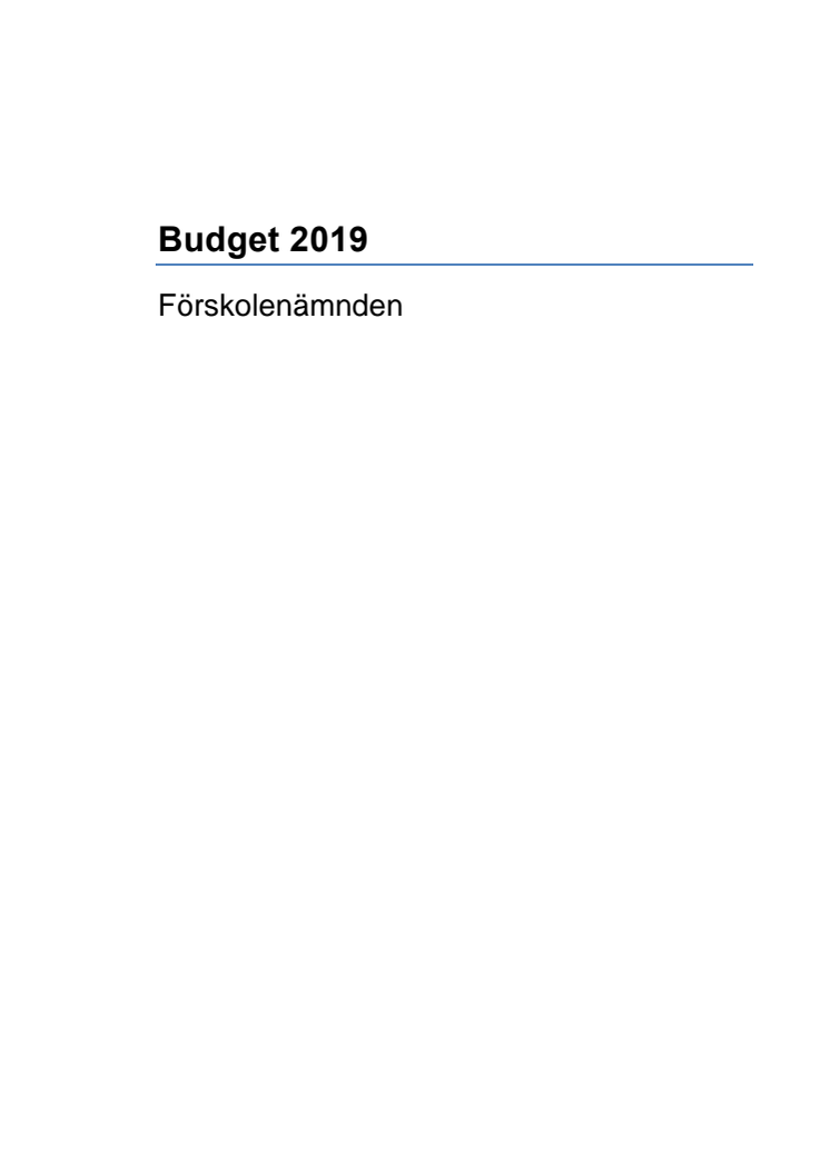 Förskoleförvaltningen budget 2019