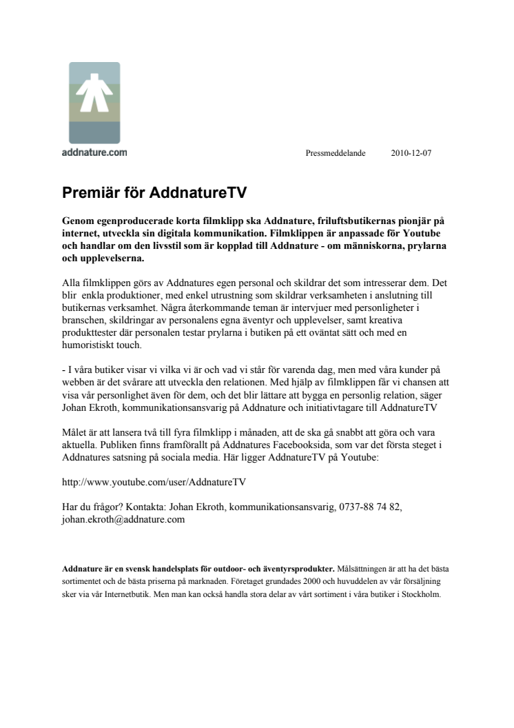 Premiär för AddnatureTV