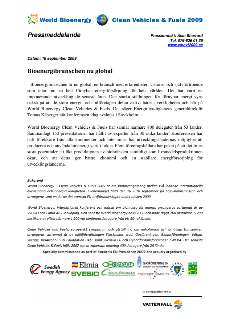 Bioenergibranschen nu global