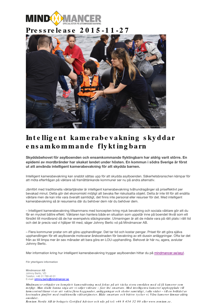 Intelligent kamerabevakning skyddar ensamkommande flyktingbarn