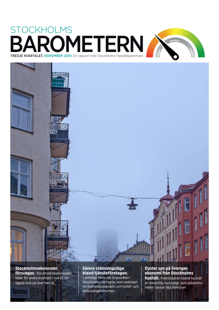 Stockholmsbarometern, kvartal 3 år 2019