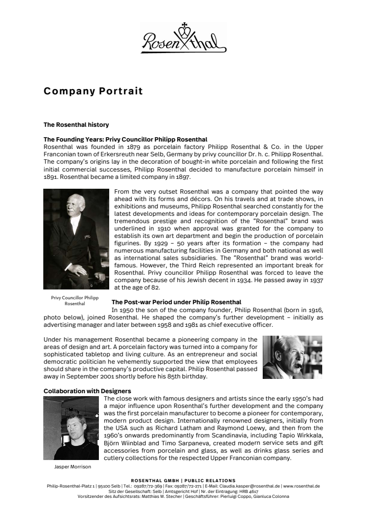 Rosenthal Company Portrait 2018
