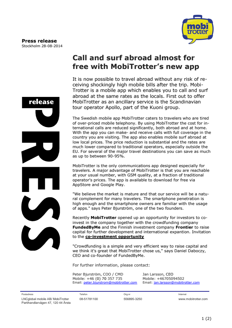 Call and surf abroad almost for free with MobiTrotter’s new app 