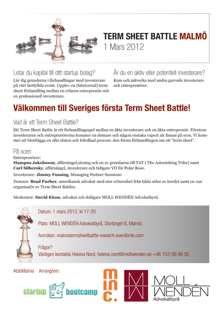 Inbjudan till Sveriges första Term Sheet Battle 