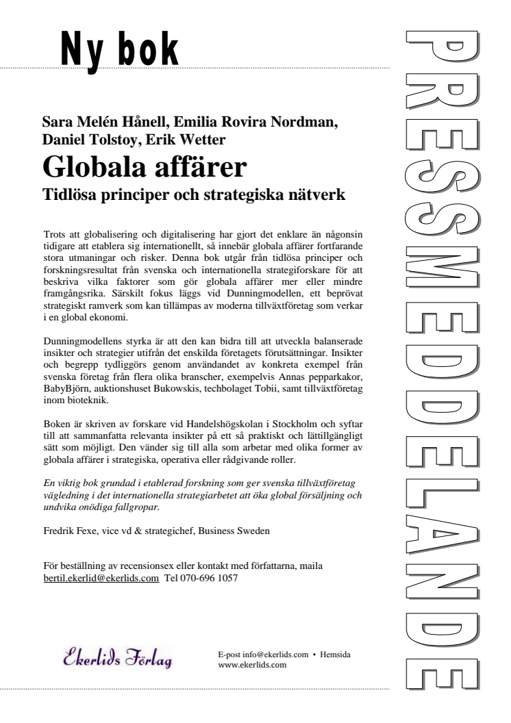 Ny bok: Globala affärer- tidlösa principer och strategiska nätverk