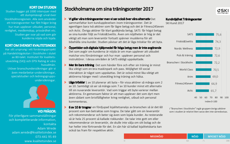 STOCKHOLMARNA OM SINA TRÄNINGSCENTER 2017