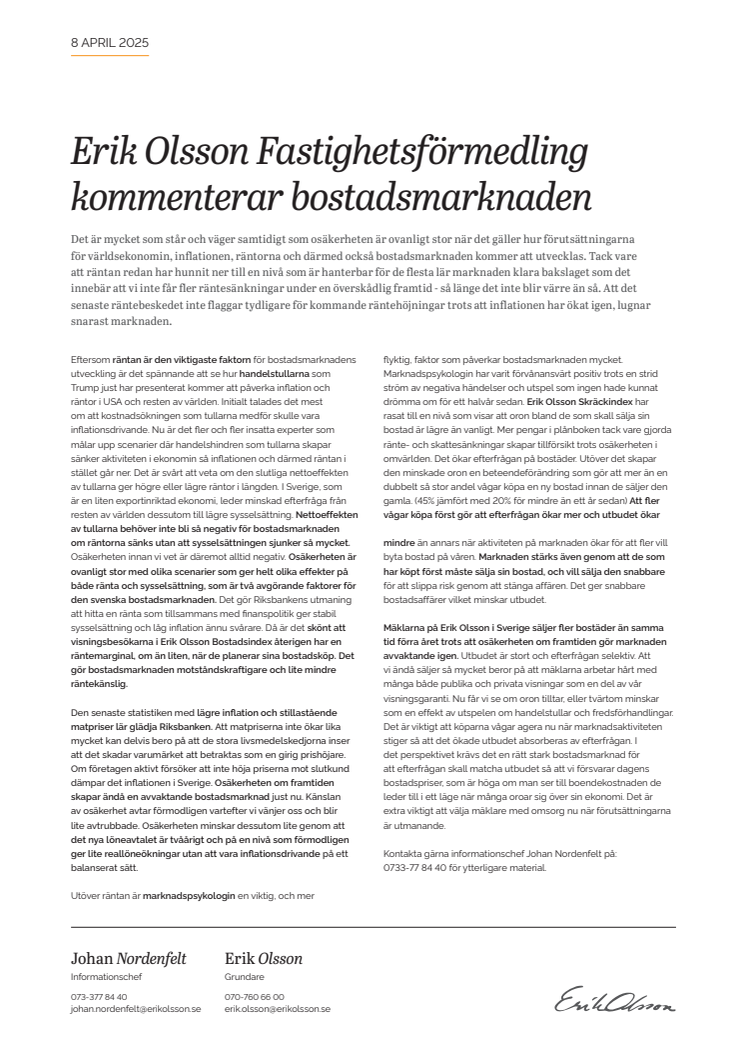 Erik Olsson Fastighetsförmedling kommenterar bostadsmarknaden 8 april 2025.pdf