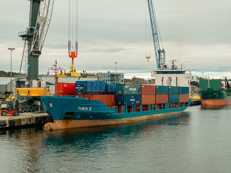 First container delivery port of Arendal 23.10.23