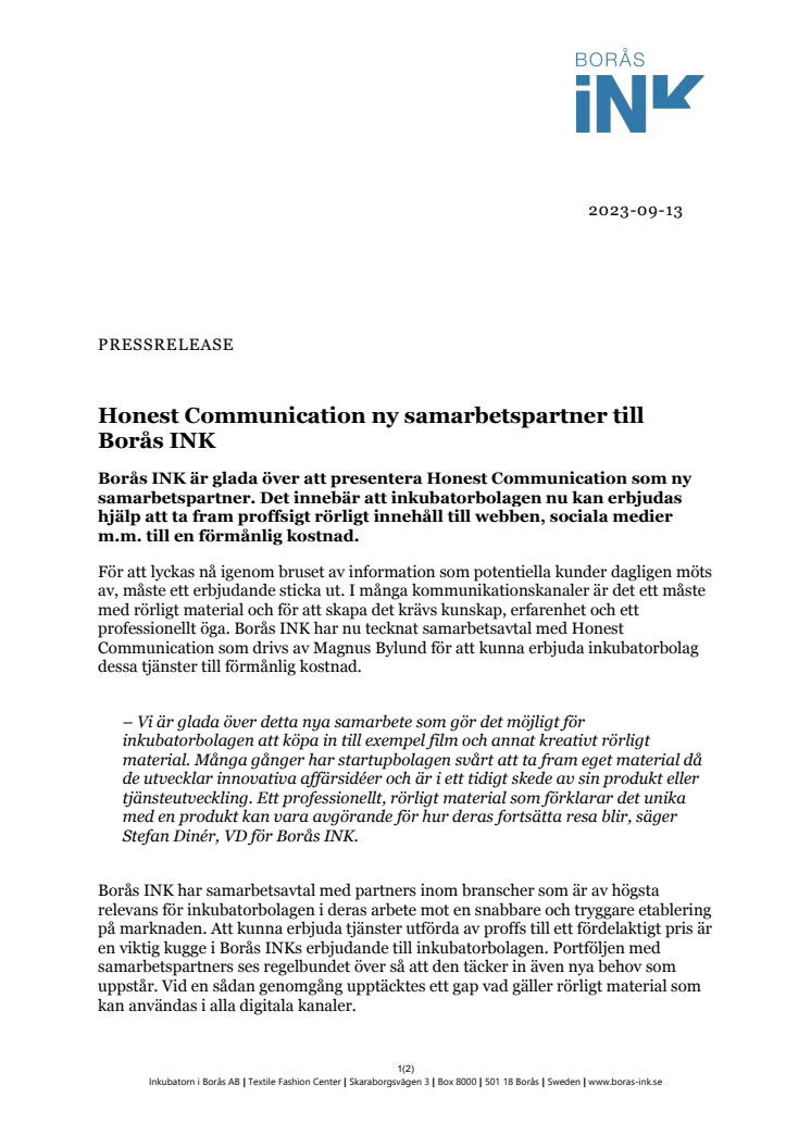 PM - Honest Communication ny samarbetspartner till Borås INK.pdf