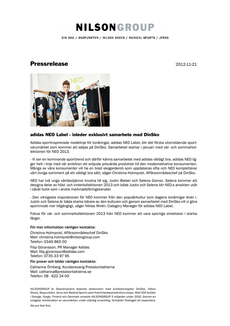 adidas NEO Label -	inleder exklusivt samarbete med DinSko