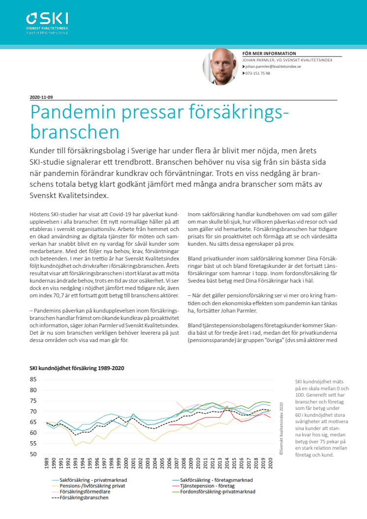 Pandemin pressar försäkringsbranschen