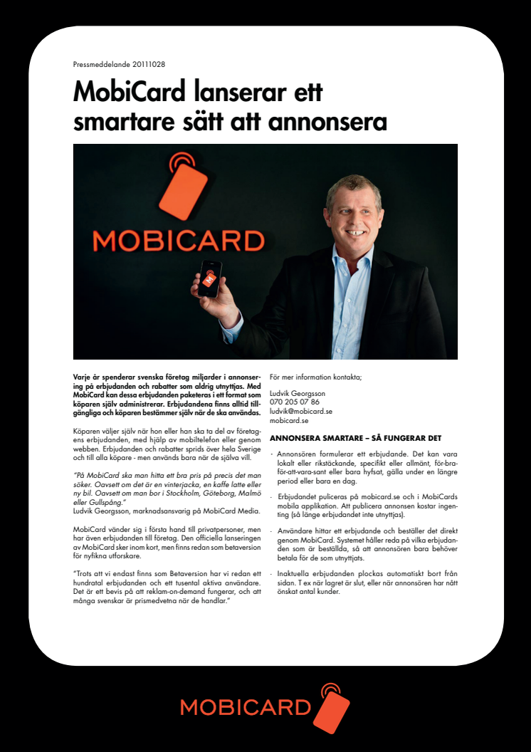 MobiCard lanserar ett smartare sätt att annonsera