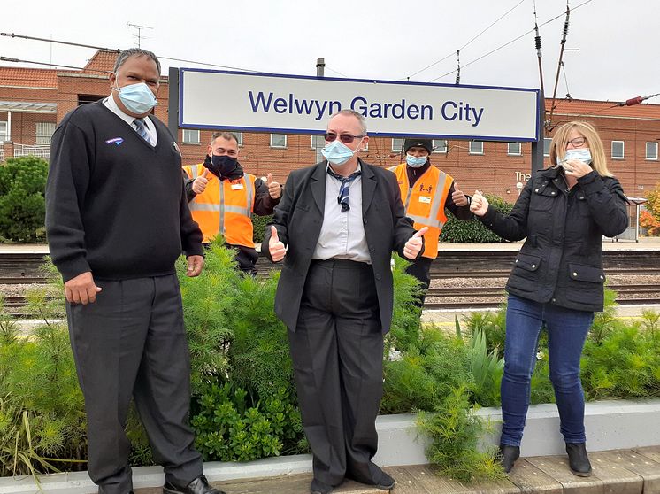 Welwyn Garden City staff ready for kick-off in the 2020 World Cup of Stations