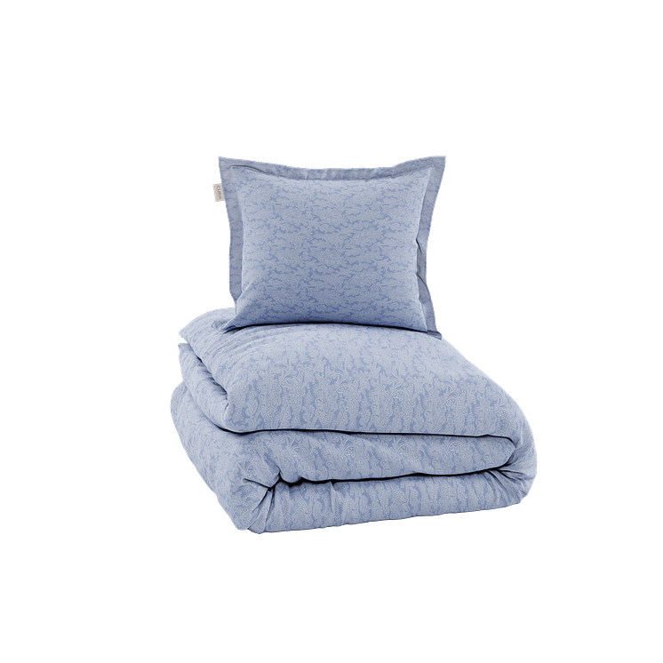 CURA Satina Duvet Cover + Pillowcase Paisley Zen blue