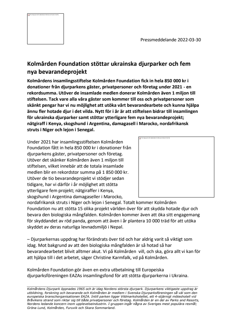 Kolmården Foundation stöttar ukrainska djurparker och fem nya bevarandeprojekt.pdf