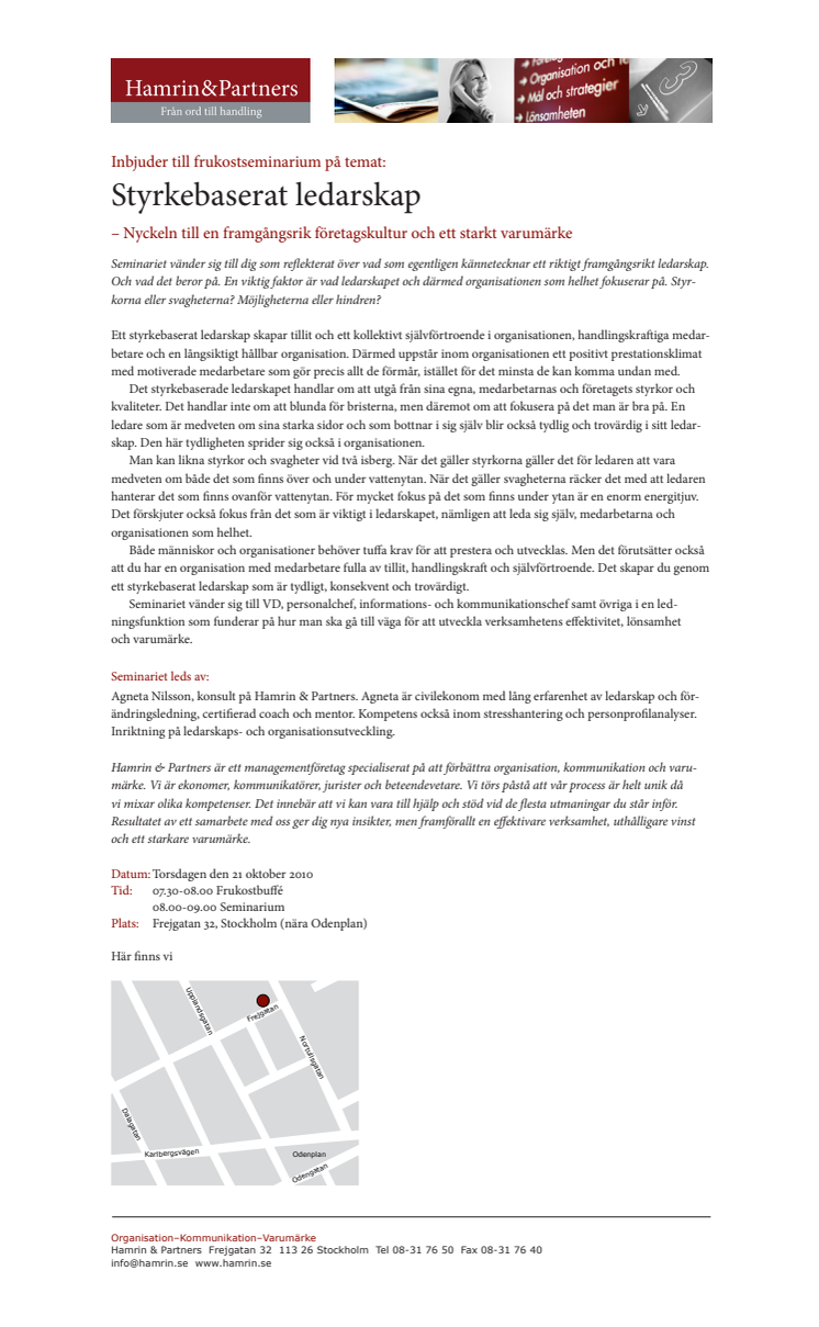 Frukostseminarium 21 oktober: Styrkebaserat ledarskap - Nyckeln till en framgångsrik företagskultur och ett starkt varumärke