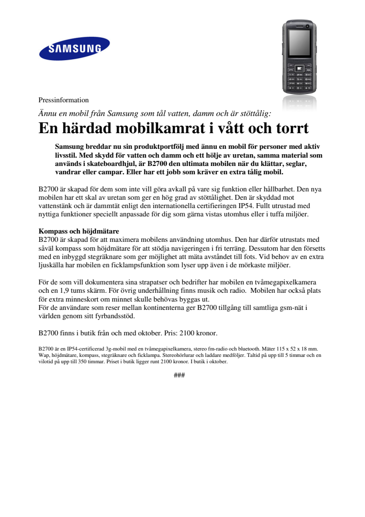 En härdad mobilkamrat i vått och torrt