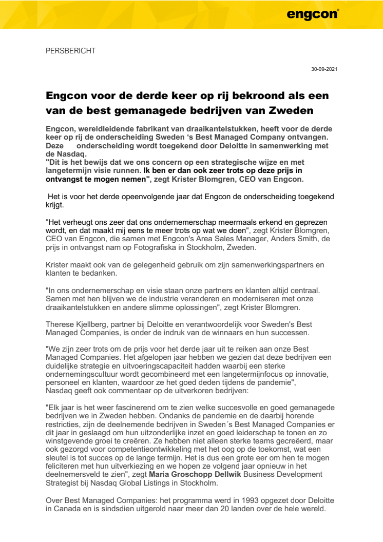 300921_Press_Engcon voor de derde keer op rij bekroond als een van de best gemanagede bedrijven van Zweden