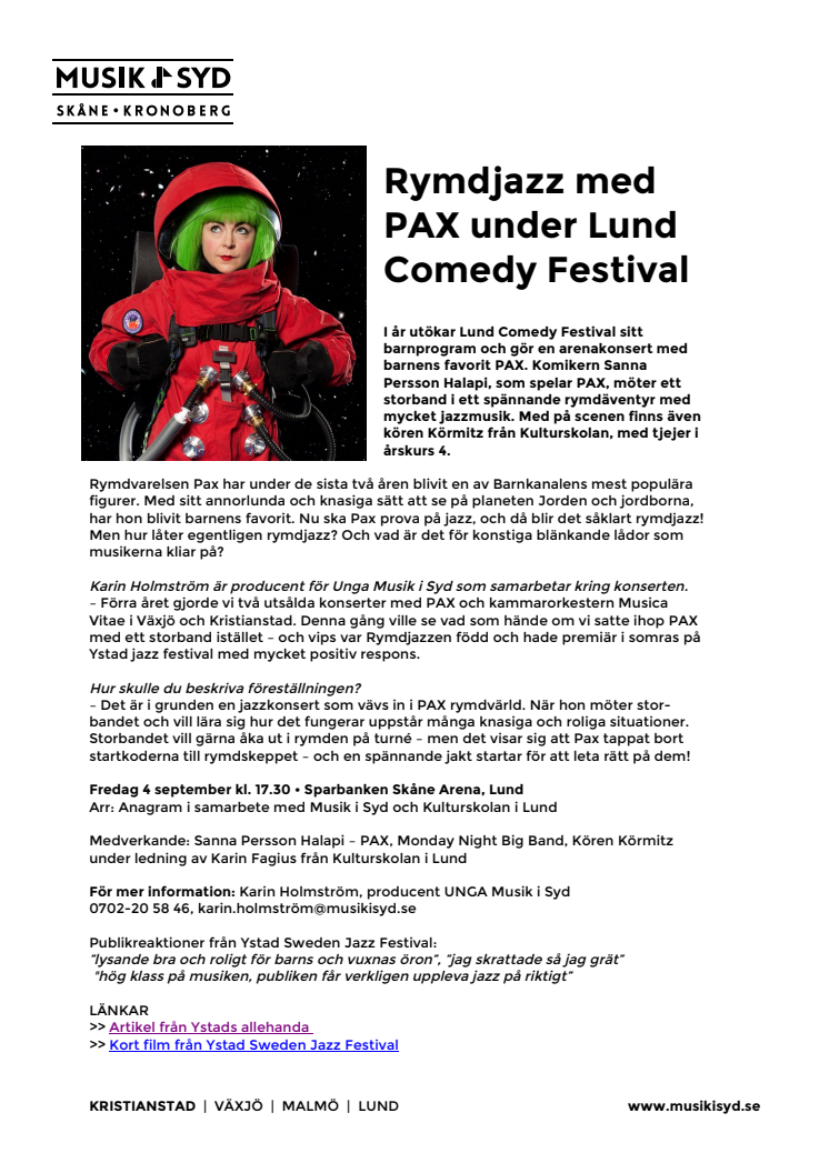 Rymdjazz med PAX under Lund Comedy Festival 