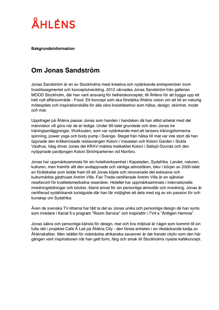 Om Jonas Sandström