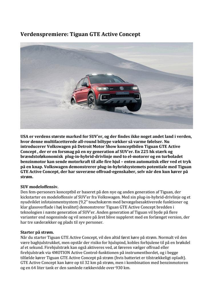 ​Verdenspremiere: Tiguan GTE Active Concept