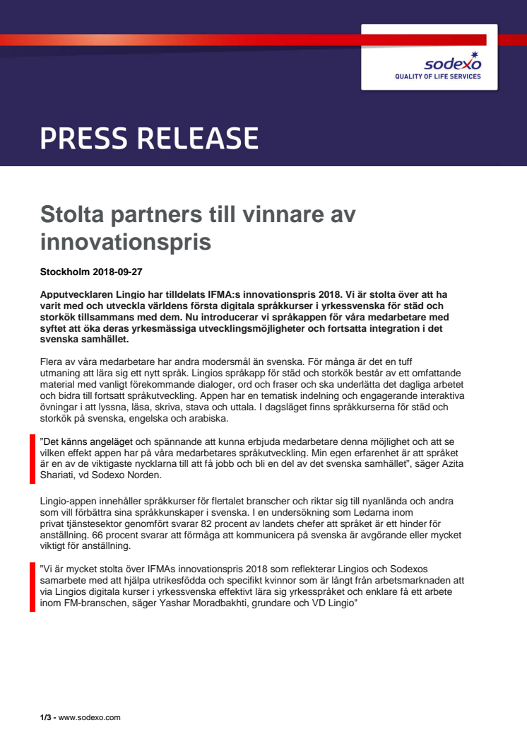 Stolta partners till vinnare av innovationspris