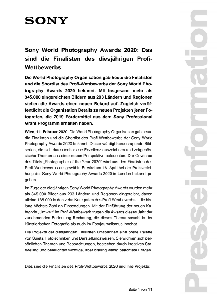 Sony World Photography Awards 2020: Das sind die Finalisten des diesjährigen Profi-Wettbewerbs