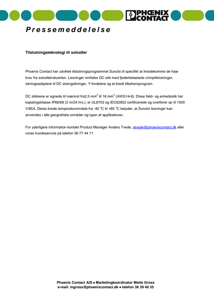 Tilslutningsteknologi til solceller