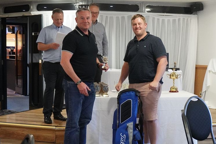 Paul Cassin of won nearest to the pin on 16th presented by James Hayes from Big Foot