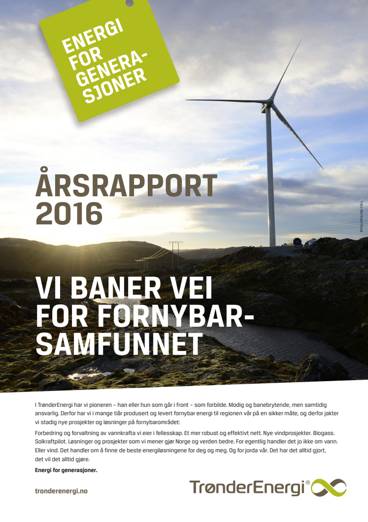 TrønderEnergis årsrapport for 2016