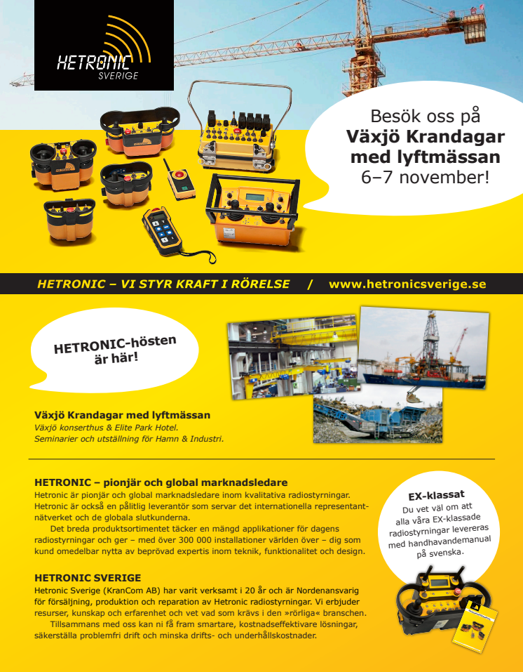 Besök oss på Växjö Krandagar 6-7 november 2013!