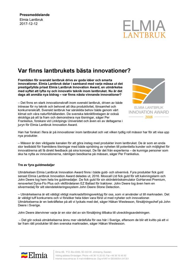 Var finns lantbrukets bästa innovationer?