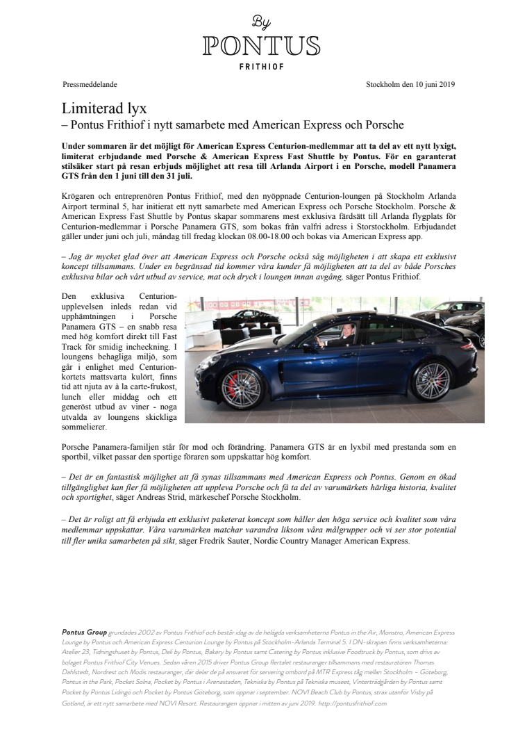 Limiterad lyx – Pontus Frithiof i nytt samarbete med American Express och Porsche