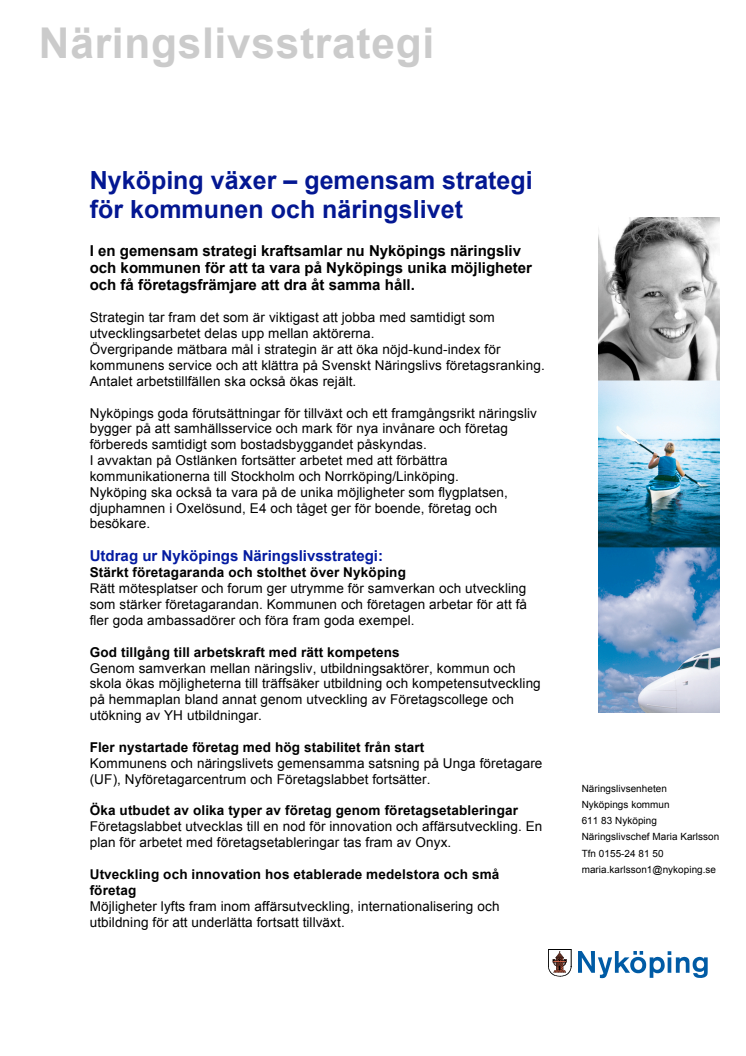 Nyköping växer – gemensam strategi  för kommunen och näringslivet