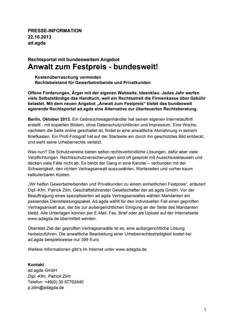 Anwalt zum Festpreis - bundesweit!