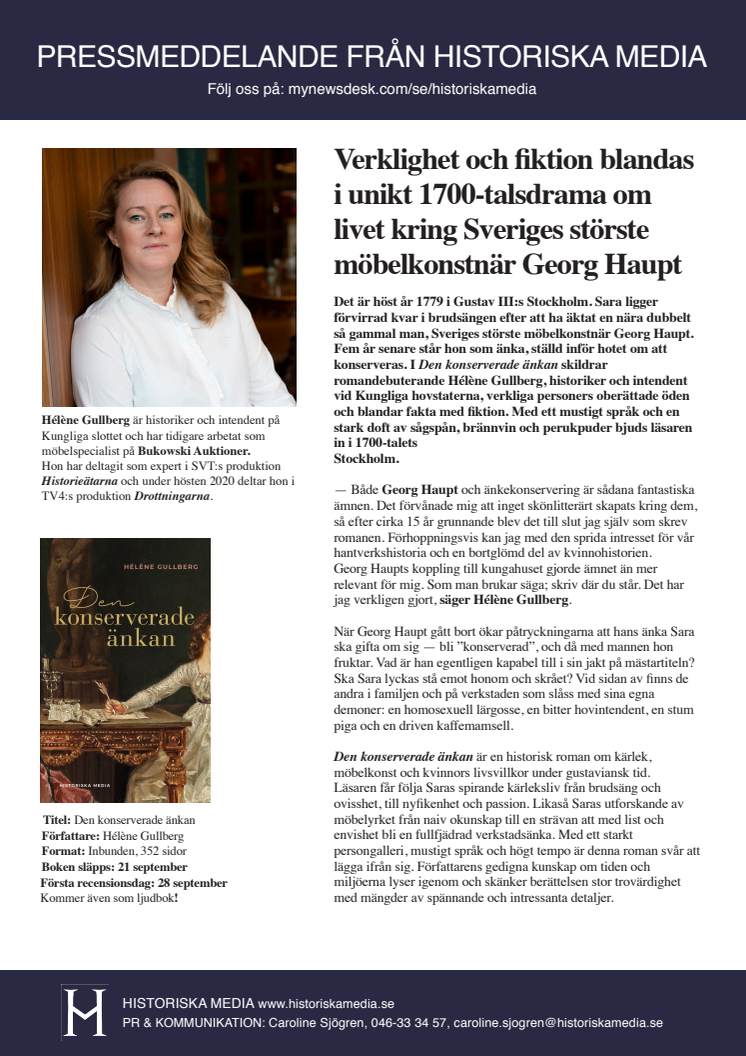Verklighet och fiktion blandas i unikt 1700-talsdrama om livet kring Sveriges störste möbelkonstnär Georg Haupt
